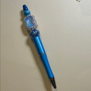 Blue Decorative Ballpoint Pen with Gem Accents